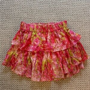 LoveShackFancy Pink and Green Floral A-Line Skirt!